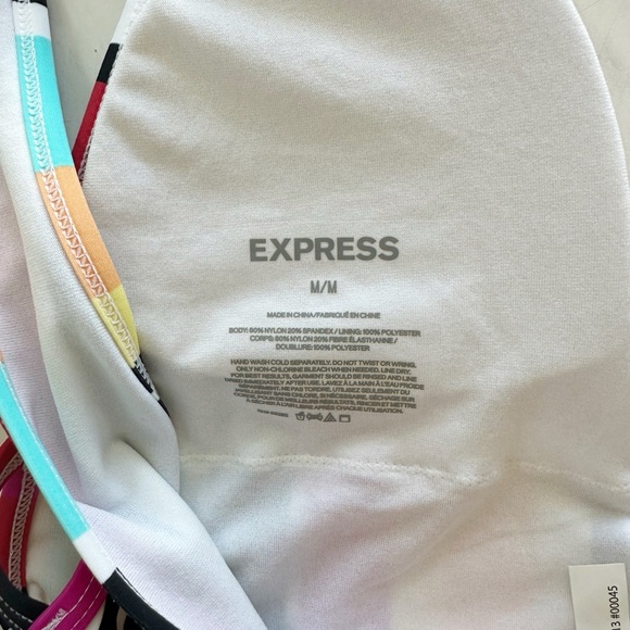 Express Multi-Color Stripe One Piece Swimsuit Sz M - Picture 7 of 7